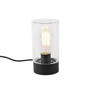 QAZQA – Moderne buitentafellamp zwart IP44 – Jarra | Buitenverlichting – Roestvrij staal (RVS) Cilinder – E27 Geschikt…