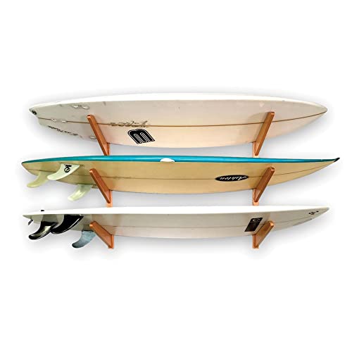 StoreYourBoard Timber Surfboard Wall Rack, Holds 3 Surfboards, Wood