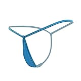 Afom Men's Sexy Hot Pouch G-String T Back Boxer Briefs See Through Thong Sex Lingerie (Blue)