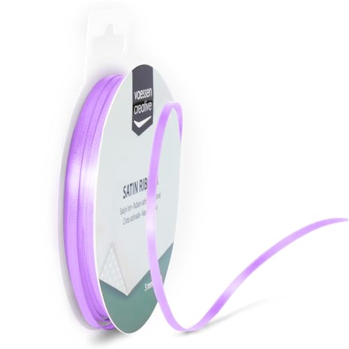 Vaessen Creative Satin Ribbon, Dark Green, 3mm x 10m, Elegant Shine for Card Making, Scrapbooks, Gift Wrapping and Other Craft Projects, 3 mm, Lilac