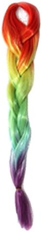 Yewig 100g Synthetic Ombre Kanekalon Braid Twist Braiding Hair Extensions Orange-yellow-green-purplish red