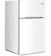 COSTWAY Compact Refrigerator, 3.2 cu ft. Unit 2-Door Freezer Cooler Fridge with Reversible Door, ...