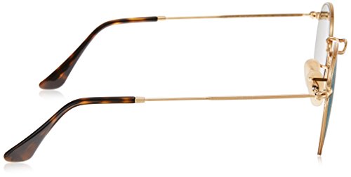 Ray-Ban ROUND METAL - SHINY GOLD Frame LIGHT BLUE FLASH Lenses 50mm Non-Polarized