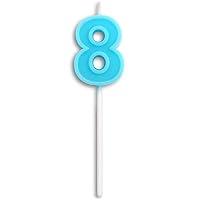 Dollet Birthday Candles Number 8 Cute Blue Happy Birthday Candle Cake Topper for Party Decoration