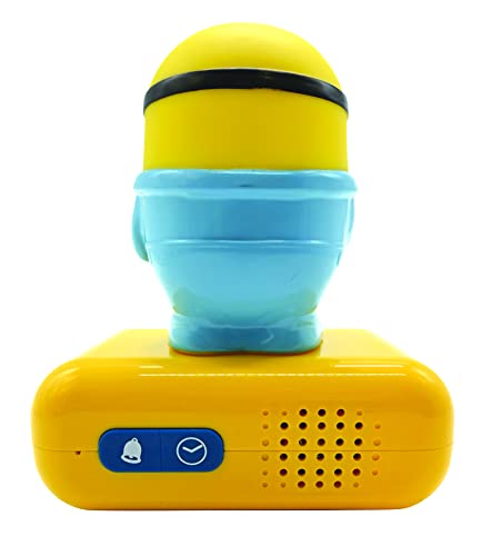 LEXiBOOK - Minions - Bob Digital Alarm Clock with Night Light - Snooze Function - Minions Sound Effects - for Children/Kids - Luminous Clock with Bob, Yellow/Blue - RL800DES