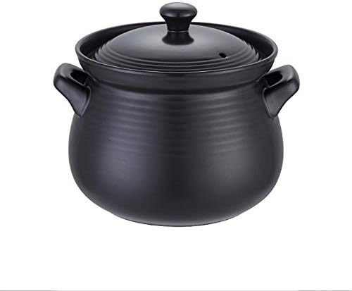 Hxijob Ceramic Casserole Heat-resistant Earthenware Pot Porridge Health Pot, Home Big Belly Pot,3L