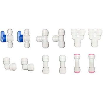 Malida Water purifier quick Push to Connect, RO water filter fittings 1/4 inch tubing quick connect ,Ball Valve, Check Valve,Tee Set Of 12 (Connector set of 12)