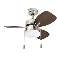 Honeywell Ceiling Fans 50601-01 Ocean Breeze Contemporary, 30" LED Frosted, Light Oak/Satin Nickel Finish Blades, Brushed