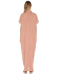 Tsher 0103 - Vestido de playa para mujer con bolsillos y cuello en V, con cinturón