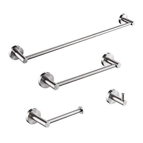 4-Piece Bathroom Hardware Set,Modern Stainless Steel Bathroom Accessories,Wall Mounted Bathroom Fixture Set,Brushed Nickel
