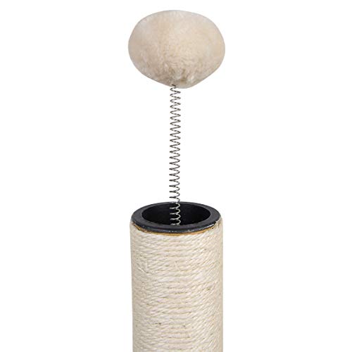 Dimaka 26" Sisal Cat Scratching Post with Spring Teasing Ball, Natural