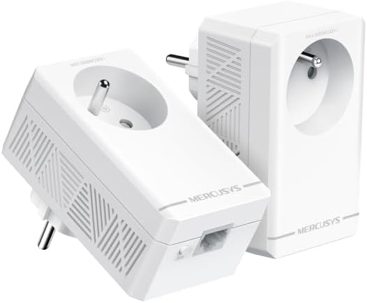 Kit MP500P - AV1000 Powerline com porta Gigabit e tomada passthrough, 2 adaptadores PLC, rede de energia de alta velocidade, plug & play, ideal para streaming 4K e jogos