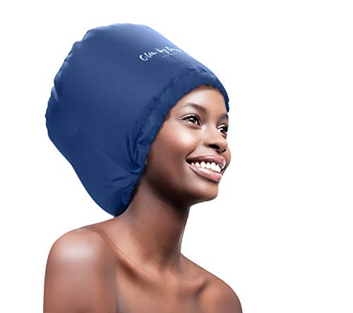 Bonnet Hood Hair Dryer Attachment- Soft, Adjustable Extra Large Hooded Bonnet for Hand Held Hair Dryer with Stretchable Grip and Extended Hose Length (Navy)