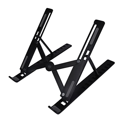 MINISO Adjustable Plastic Anti-slip Laptop Ergonomic Foldable Laptop Stand for Desk PS Portable Tabletop/Desktop Travel Stand Holder Compatible for MacBook,HP,Dell,Lenovo&All Other Notebook(Black)