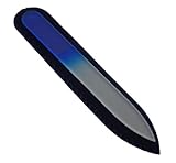 Genuine Czech, Etched, Crystal Glass, Small (3.5 Inch), Manicure, Nail File With Deluxe Velveteen Sheath (Choice of Color) (Sapphire Blue)