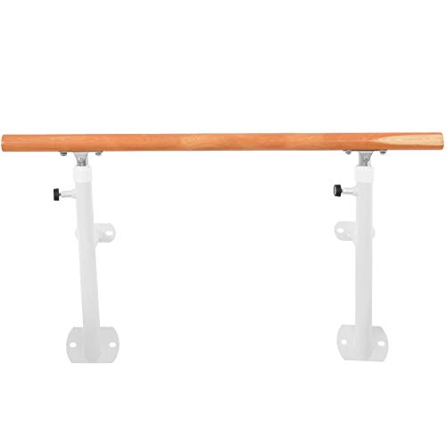 Popsport Barre Trainer Single Bar Traditional Wood Fixed Wall Mount Ballet Barre(4FT,White Single)