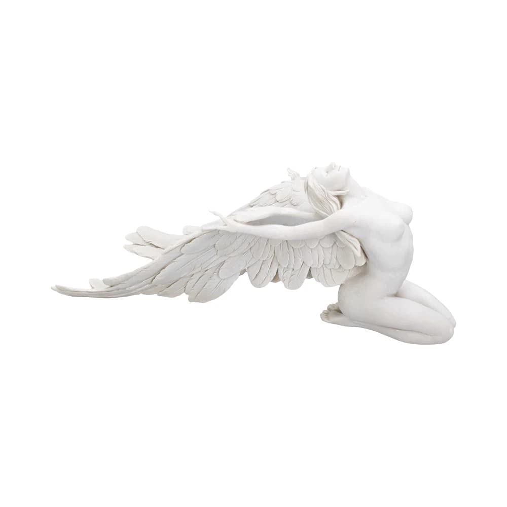 Nemesis Now Angels Freedom Figurine 40cm, Resin, White, Angel Figurine, Kneeling Angel Design, Angelic Spiritual Decor, Cast in the Finest Resin, Painstakingly Hand-Painted