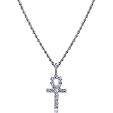 TOPGRILLZ 14K Gold plated Micro Pave Egyptian Ankh Cross Pendant 24
