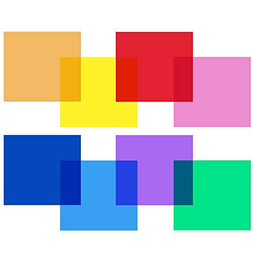 FocusFoto 12"x12"/30x30cm Transparent 8 Colors Correction Lighting Gel Filter Sheets Set for Video Camera Photography Studio Strobe Light Flash Speedlite