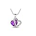 1Pc Purple- Stylish Artificial Gem Love Heart Shape Pendant Chain Necklace Valentines Gift