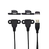 USB 2.0 Charging Extension Cable,USB 2.0 Male to 2 USB 2.0 Female Panel Mount Cable with Screw Hole for Wine Cabinet, Hotel,Furniture, Install USB Charging Port -5ft(1.5m)-2pcs (1.5m-2pcs)