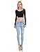 KOGMO Womens Long Sleeve Crop Top Solid Round Neck T Shirt -M-BLACK