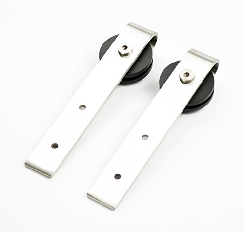 DIYHD 60" Brushed Stainless Steel Mini Strap Cabinet Barn Door Hardware To Hang 2 Door(No cabinet)