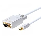 Cablecreation Gold Mini Displayport (Thunderbolt Port Compatible) to VGA Cable for Mac Book, Imac and More, 6ft White Color