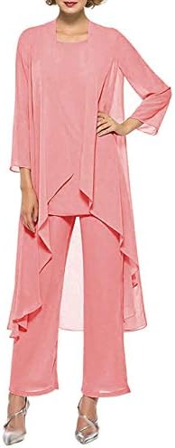 HIDRESS Women's Three Pieces Mother of The Bride Dresses Chiffon Pant Suits BQ133