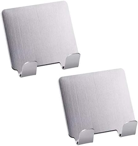 2PCS Premium Razor Holder, Razor & Brush Stands, 304 Stainless Steel Robe&Towel Hooks, Waterproof Self Adhesive Heavy Duty Utility Hooks for Razor, Robe, Towel , Loofah , Coat, Shower Hook