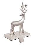 BirdRock Home Reindeer Stocking Holder | Holiday Greetings Mantle Fireplace Topper | Decorative Christmas Stocking Holder | Stainless Steel
