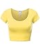 Fifth Parallel Threads FPT Womens Basic Short Sleeve Scoopneck Crop Top Yellow M