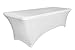 6 ft White Rectangular Linen Tablecloth - Spandex Fitted Table Cover for DJ Table Covers, Wedding Tablecloths, Rectangle Massage Table Cloths, Kitchen Table - Stretch Rectangular Tablecloth primary