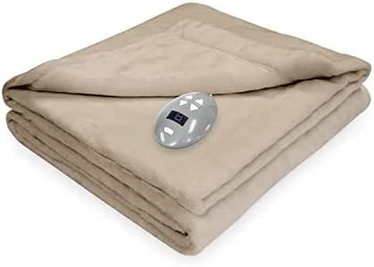 Soft Heat Low Voltage Heated Electric Luxe Plush Warming Blanket, Linen