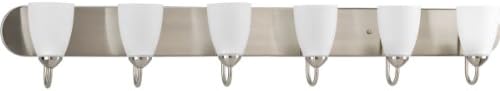 Progress Lighting P2714-09 Gather Collection 6-Light Vanity Fixture, Brushed Nickel