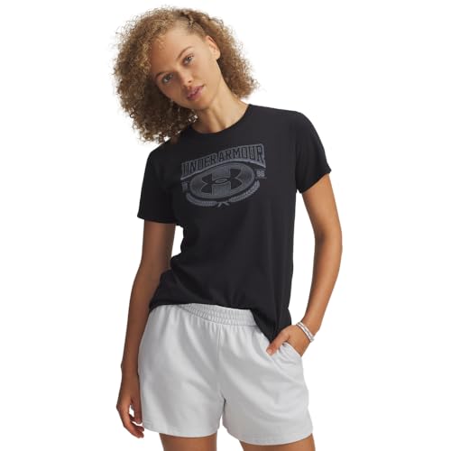 Under Armour Women's Varsity Short Sleeve T Shirt, (001) Black / / White, X-Sma…