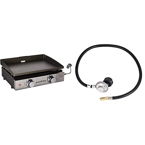 BlackstoneBlackstone Tabletop Griddle, Black, 22 inch & Propane Adapter Hose & Regulator for 20