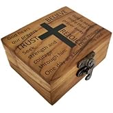 JB&C Premium Jewelry Box - Small Wooden Rosary Box Holder, 3.75 x 3 x 2 inches for First Communion, Prayer Cross Trinket Box, Decorative Jewelry Storage