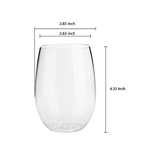 Inewex Unbreakable Plastic Stemless Wine Glasses 16 oz Elegant