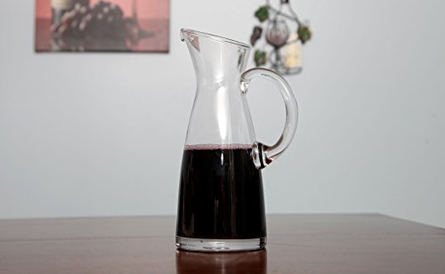 Lily's Home Glass Water and Wine Carafe, Ideal as a Cold Beverage or Juice Decanter with Large, Comfortable Handle and Spout Designed to Prevent Drips (10 1/2" Tall x 4" Wide Base)