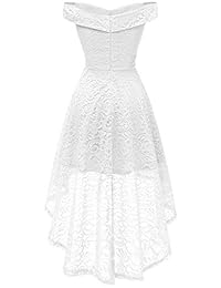 Homrain Vestido de encaje floral con hombros descubiertos para mujer, estilo vintage