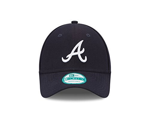 New Era MLB Atlanta Braves Road The League 9FORTY Adjustable Cap, One Size, Navy