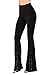 COCOLEGGINGS Women's Eyelet Strappy Bandage Bell Bottoms Flared Pants Black L