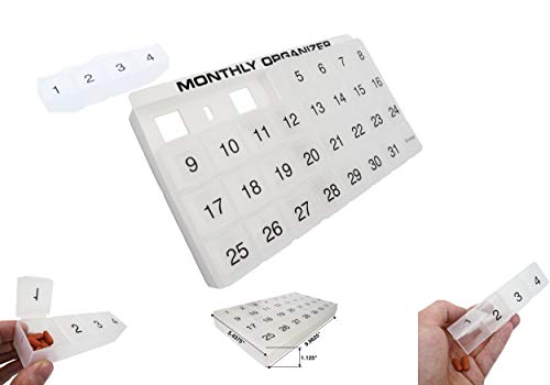31 compartments, 1 per Day, 4 Week Monthly Pill Organizer by Promed. Includes Tray and 8 Removable c - //coolthings.us