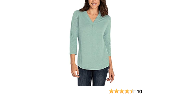 Orvis Ladies' Linen Blend Top Green 