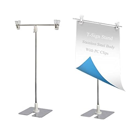 E Meoly T Sign Adjustable Poster Stand Stainless Steel Display