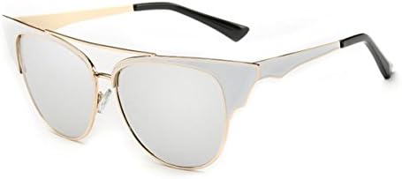 Konalla Personalized Cat Eye Bicolor Frame Flash Lens Women's Sunglasses C1