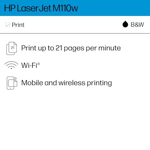 HP LaserJet M110w Wireless Black & White Printer, Print, Fast speeds, Easy setup, Mobile printing, Best-for-small teams