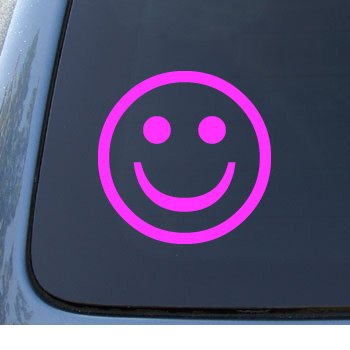 SMILE – Happy Face – Car, Truck, Notebook, Vinyl Decal Sticker #1030 | Vinyl Color: Pink