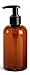 Baire Bottles 8 oz Empty Refillable Plastic Pump Bottles Dispenser 6 Pk PET BPA Free Refillable for Thick Shampoo Lotion Soap - Waterproof Labels USA (Amber/Brown with Black Lotion Pump Floral Labels)